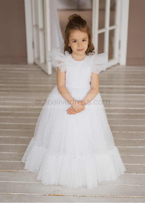 Cute Dotted Tulle Flower Girl Dress